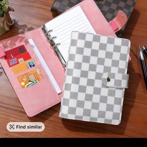 Checkered Wallet Planner with Button Closure